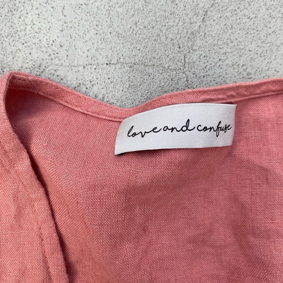 Love and Confuse 100% Lenin Size Small Short sleeve front tie - Picture 8 of 10